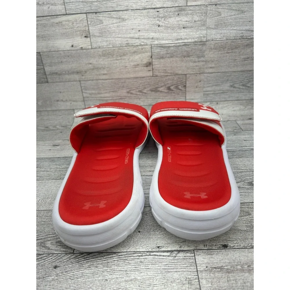 Under Armour Ignite V Men Red White Slides Sandals 3000040-101 Size 12